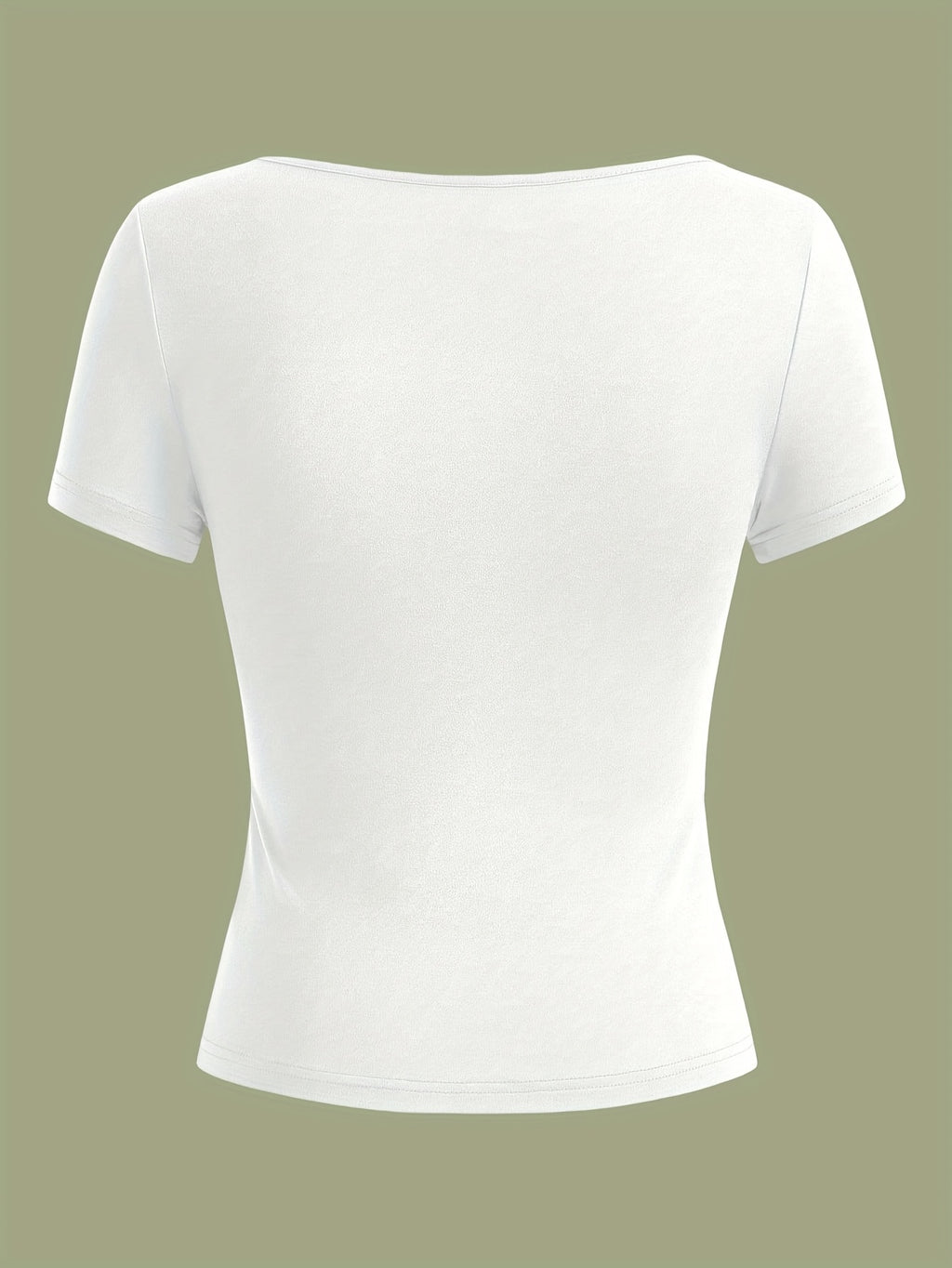 3pcs Women's Casual Square Neck Short Sleeve T-Shirts - High Elasticity Solid Color Tops, Machine Washable & Versatile for Casual Attire, All-Season Comfort