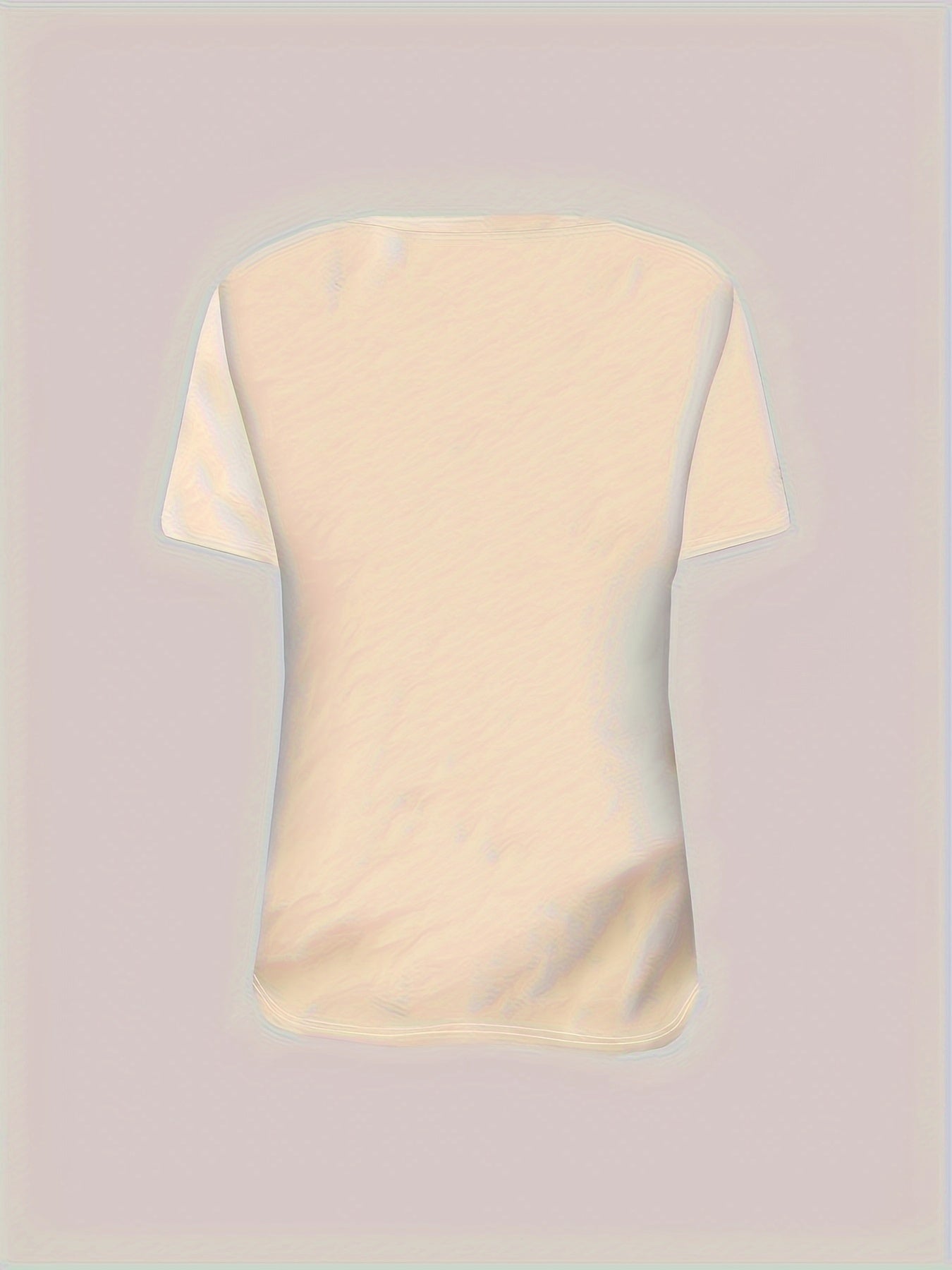 [Floral Heart Graphic T-Shirt] Lightweight, Comfortable Fabric Women's Floral Heart Graphic T-Shirt - Round Neck, Machine Washable Casual Blouse for Everyday & Home Outfits, Beige & Pastel Floral Print, Relaxed Fit Tee, Artistic Design, Short Sleeve,