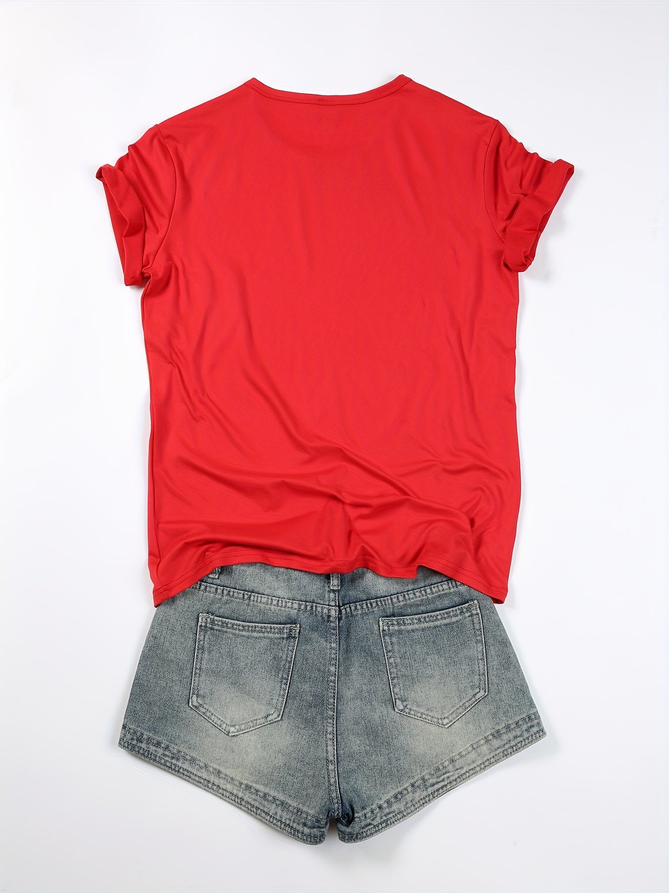 [Versatile T-Shirt] Women's Solid Color Short Sleeve T-Shirt | Casual Round Neck Regular Fit Machine Washable Spring Summer Essential Versatile Top, Plain T Shirts for Ladies