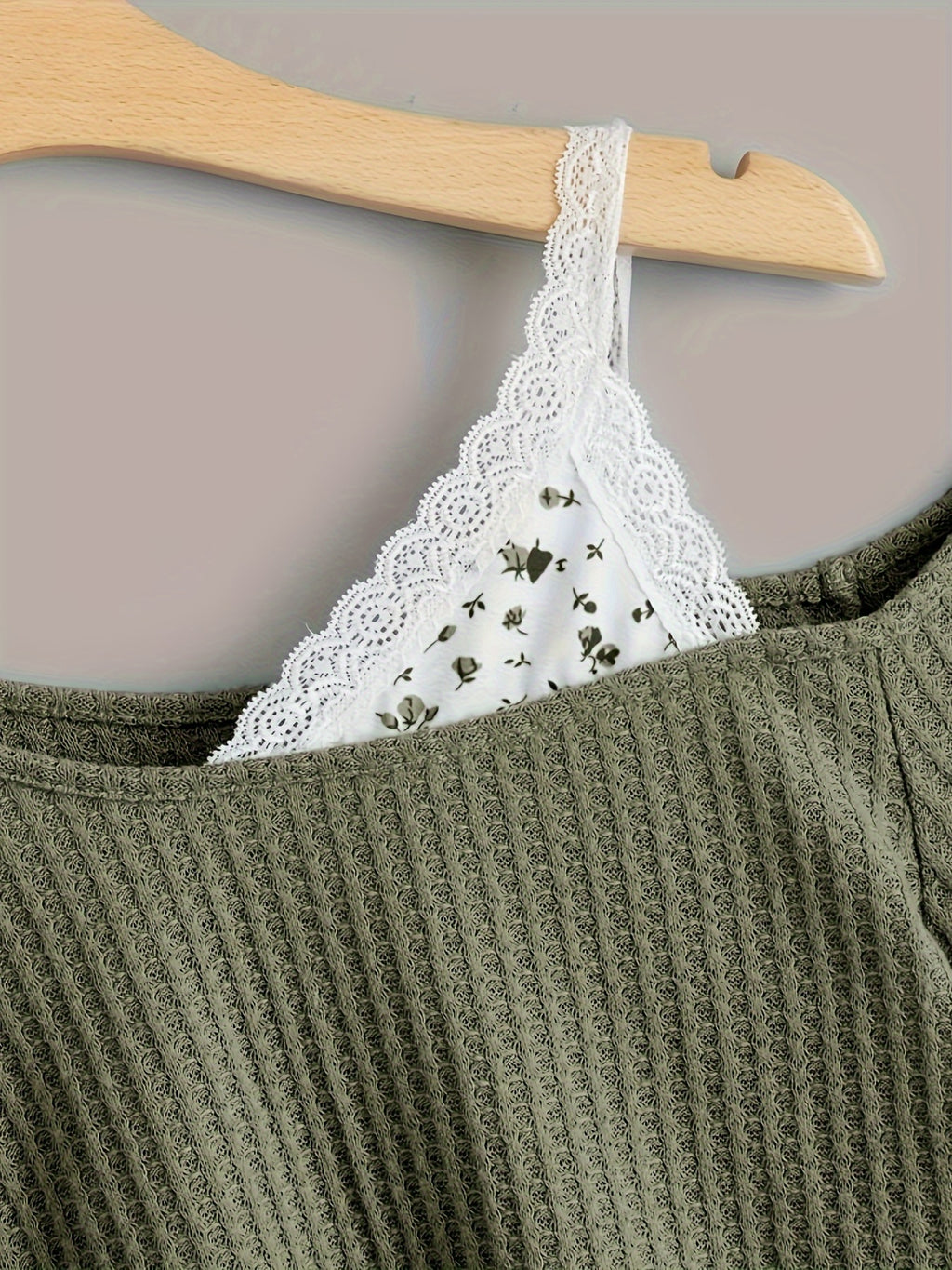Elegant Light Blue Off-Shoulder Lace Trim T-Shirt - Floral Print, Long Sleeve, Ribbed Texture, Machine Washable - Chic Spring & Autumn Women's Top