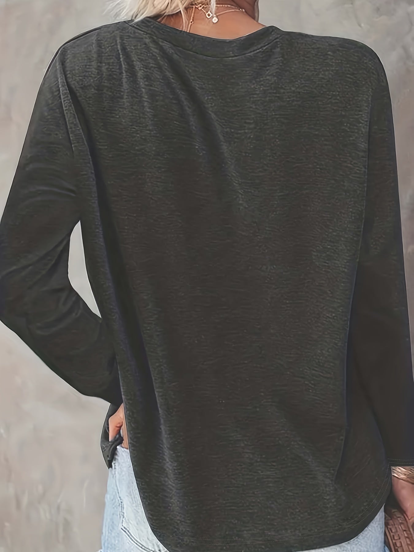 [New Arrival Printed T-Shirt] 2023 New Arrival Printed Round Neck Loose Long Sleeve T-Shirt | Spring-Autumn Fashion, Geometric Print, Relaxed Fit, Breathable & Comfortable Fabric, Machine Washable, Perfect for Daily Wear, Home Use, Basic Top, Everyday