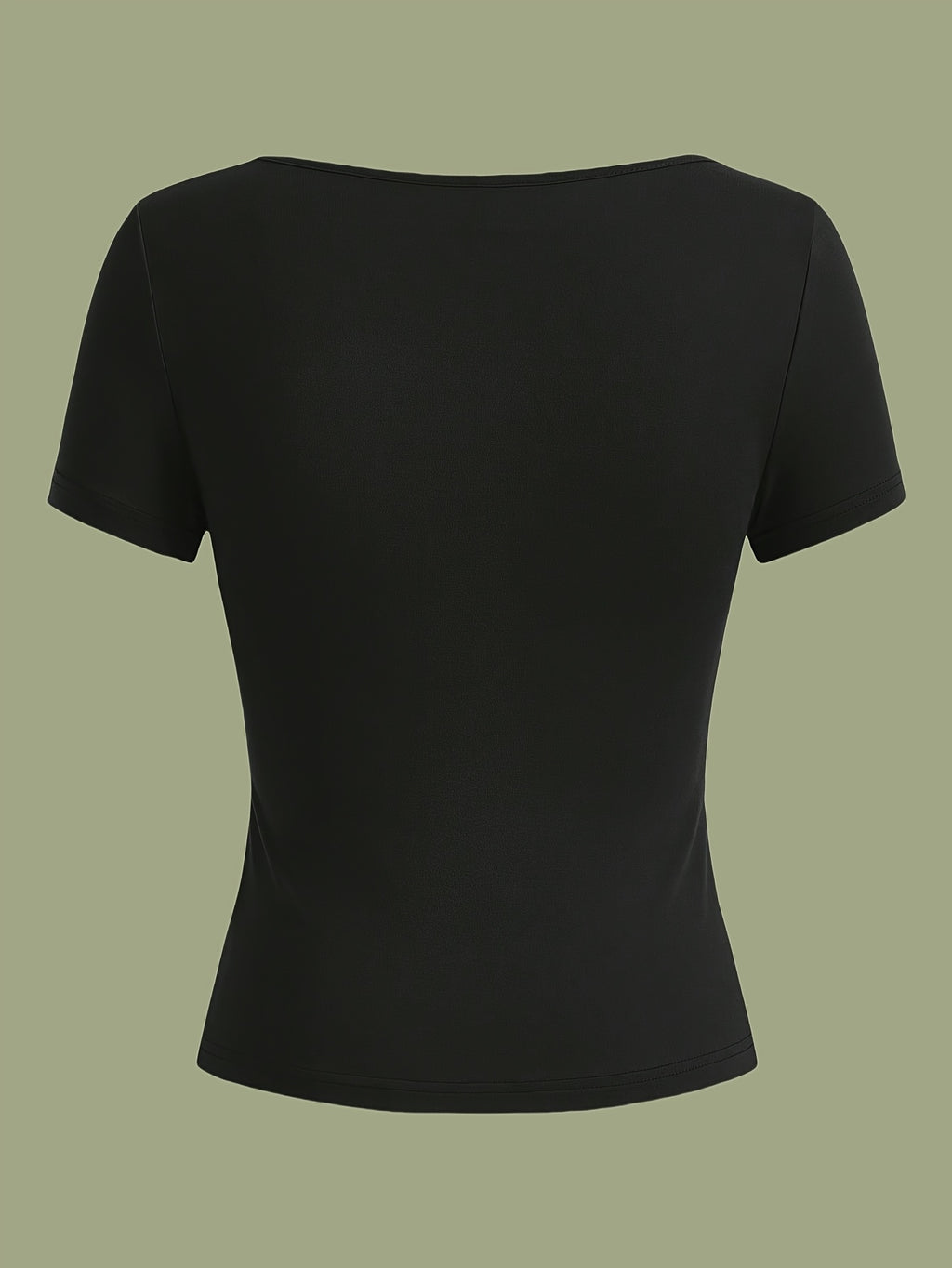 3pcs Women's Casual Square Neck Short Sleeve T-Shirts - High Elasticity Solid Color Tops, Machine Washable & Versatile for Casual Attire, All-Season Comfort