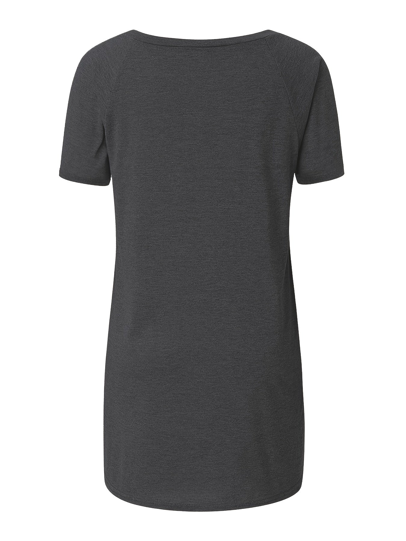 Womens Solid Longline T-Shirt - Soft Crew Neck, Short Sleeve Tops - Casual Everyday Wear, Comfortable & Durable, Trendy Style - For Fashionable Women