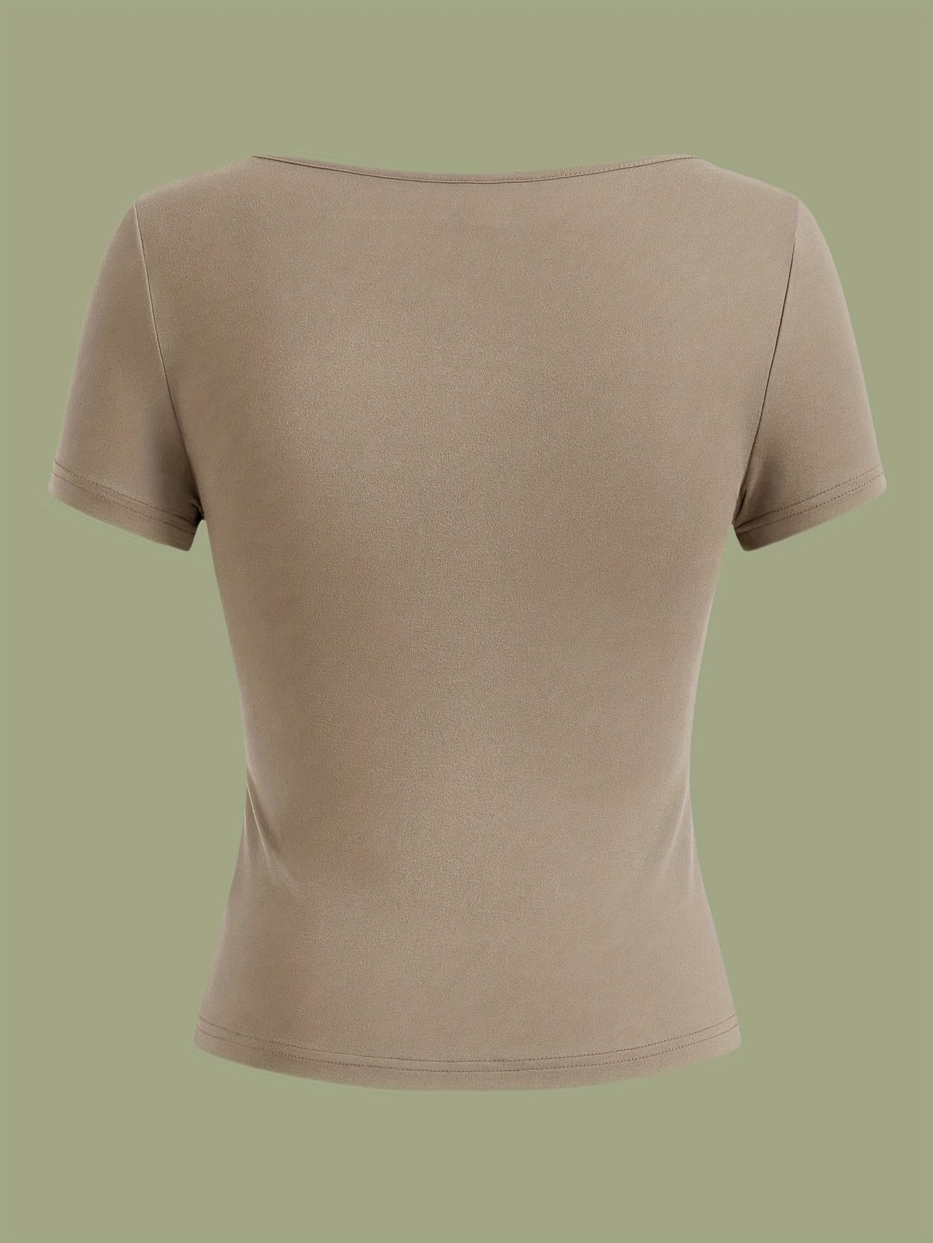 3pcs Women's Casual Square Neck Short Sleeve T-Shirts - High Elasticity Solid Color Tops, Machine Washable & Versatile for Casual Attire, All-Season Comfort