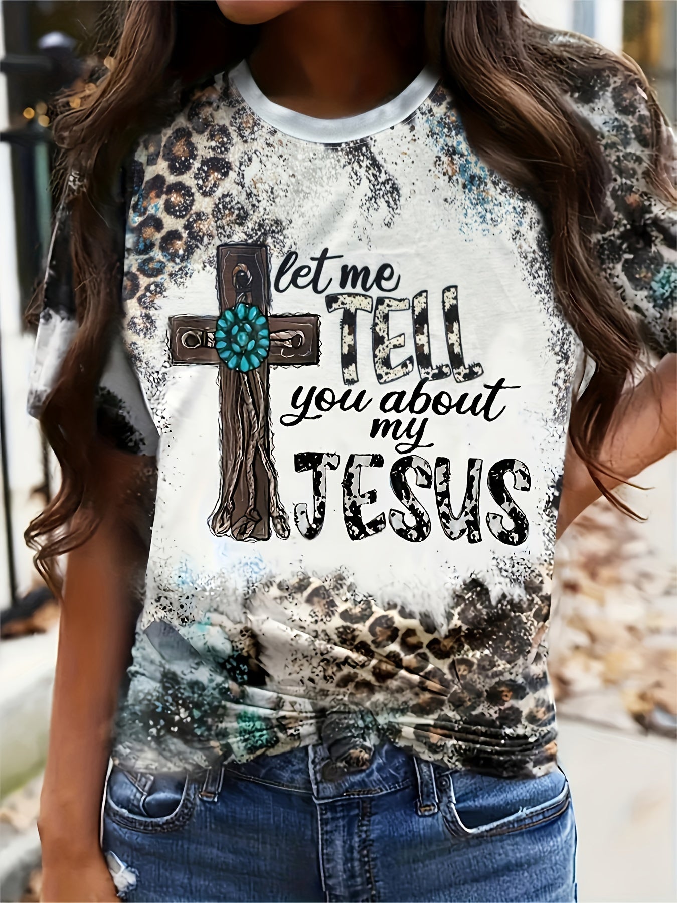 [Trendy Geometric Print Top] 2025 Spring/Summer New Trendy Geometric Print Women's Loose Casual Round Neck Top | Comfortable Short Sleeve Tee, Durable Textile, Machine Washable | Fashion Lovers, Adults, Home Use