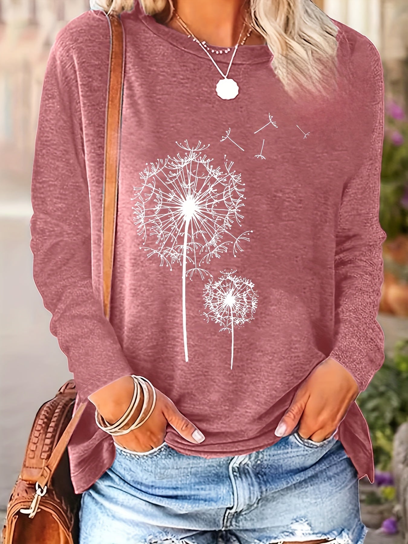 [New Arrival Printed T-Shirt] 2023 New Arrival Printed Round Neck Loose Long Sleeve T-Shirt | Spring-Autumn Fashion, Geometric Print, Relaxed Fit, Breathable & Comfortable Fabric, Machine Washable, Perfect for Daily Wear, Home Use, Basic Top, Everyday