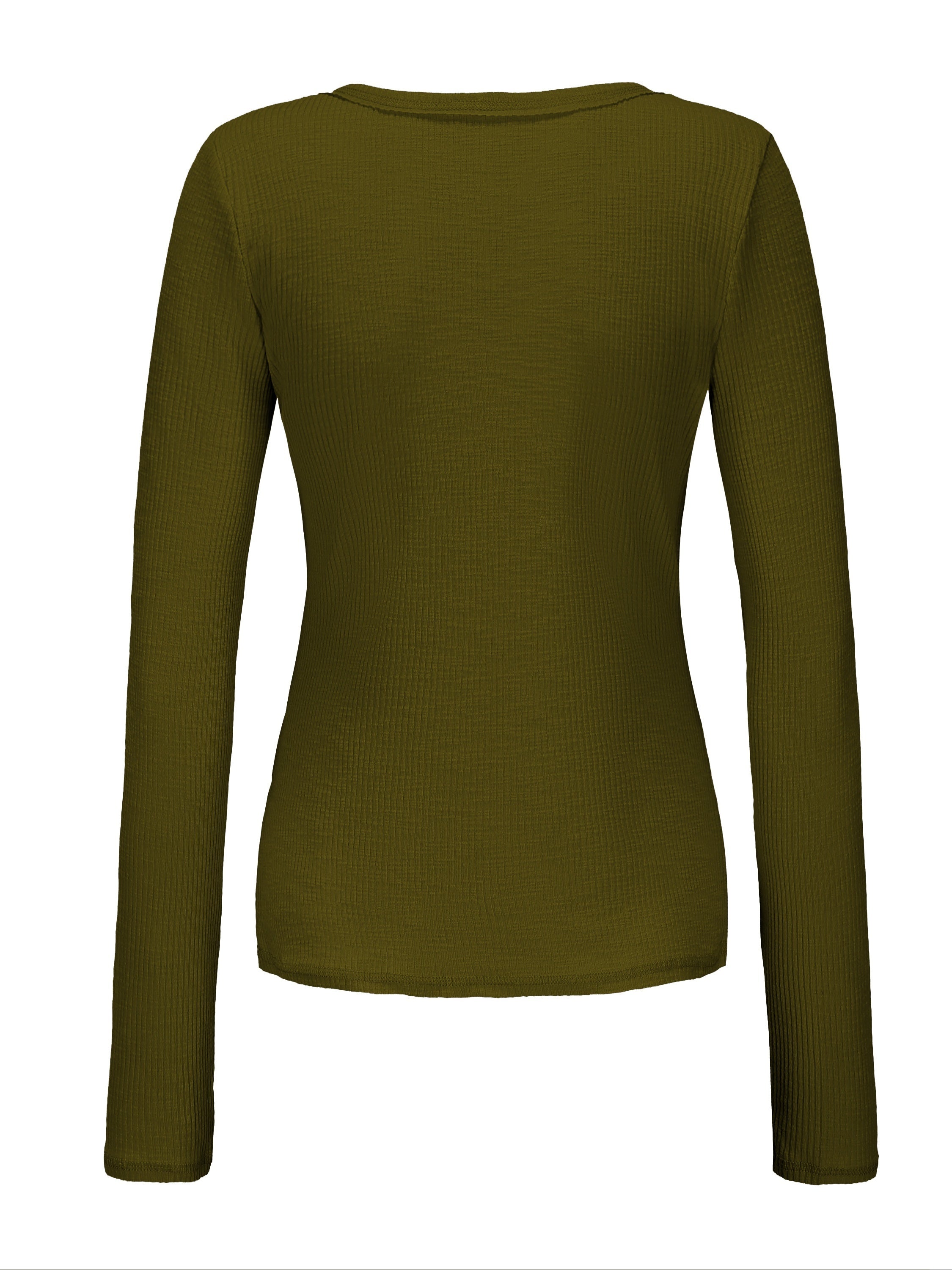 Casual Long Sleeve Solid Notch Neck T-Shirt - Women's Clothing For Spring & Fall